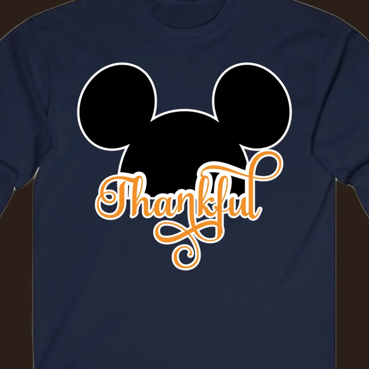 Disney Thanksgiving Mickey ears with the word "Thankful" in orange script.