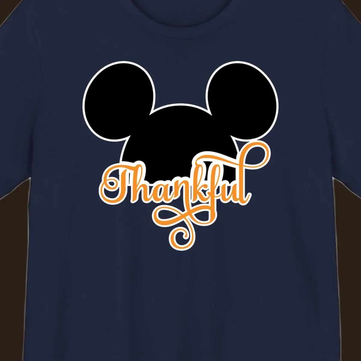 Disney Thanksgiving Mickey ears with the word "Thankful" in orange script.