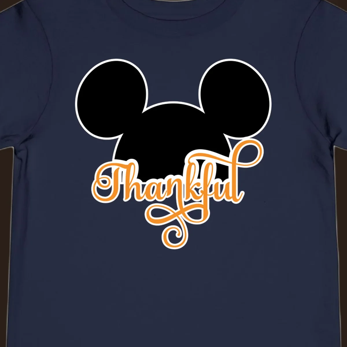 Disney Thanksgiving Mickey ears with the word "Thankful" in orange script.