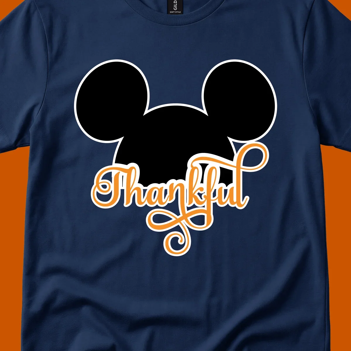 Disney Thanksgiving Mickey ears with the word "Thankful" in orange script.