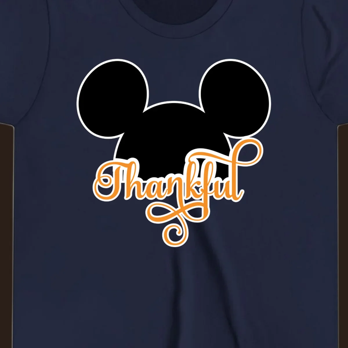 Disney Thanksgiving Mickey ears with the word "Thankful" in orange script.