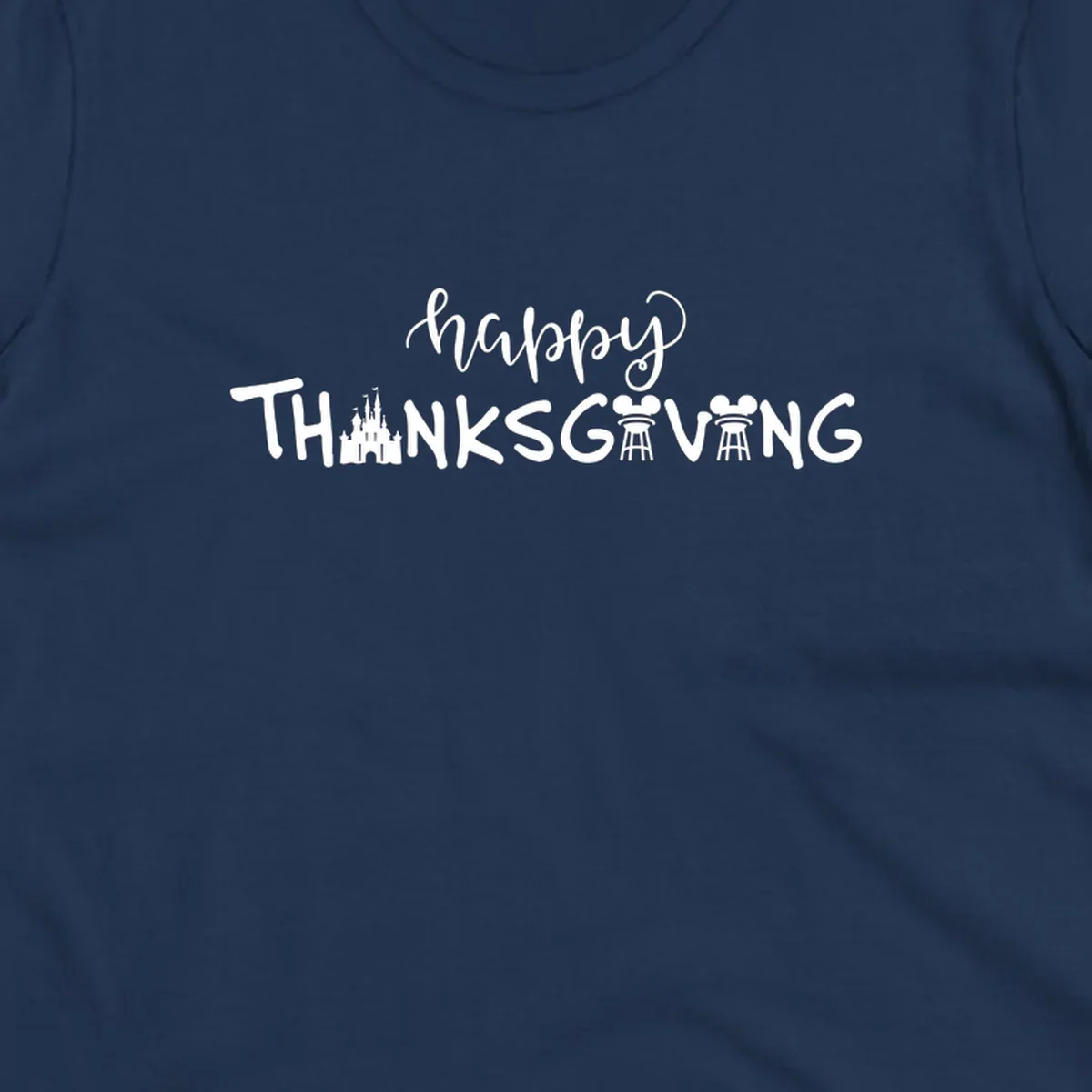 Happy Thanksgiving text design with Disney castle and Mickey Mouse ears, Disney-Thanksgiving.