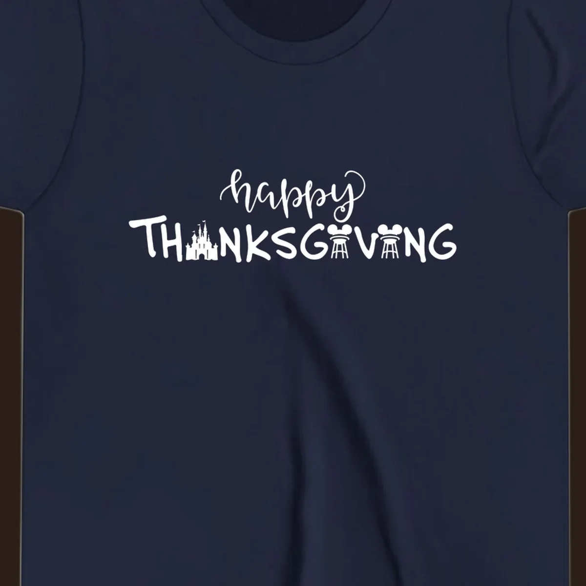 Happy Thanksgiving text design with Disney castle and Mickey Mouse ears, Disney-Thanksgiving.