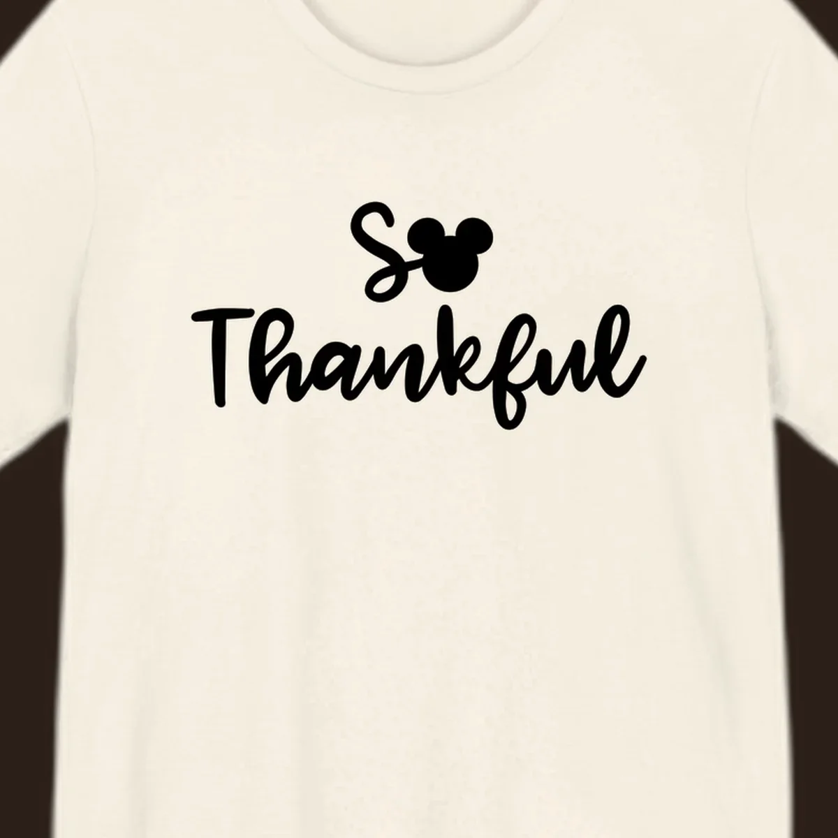 Disney Thanksgiving 'So Thankful' text with Mickey Mouse ears.