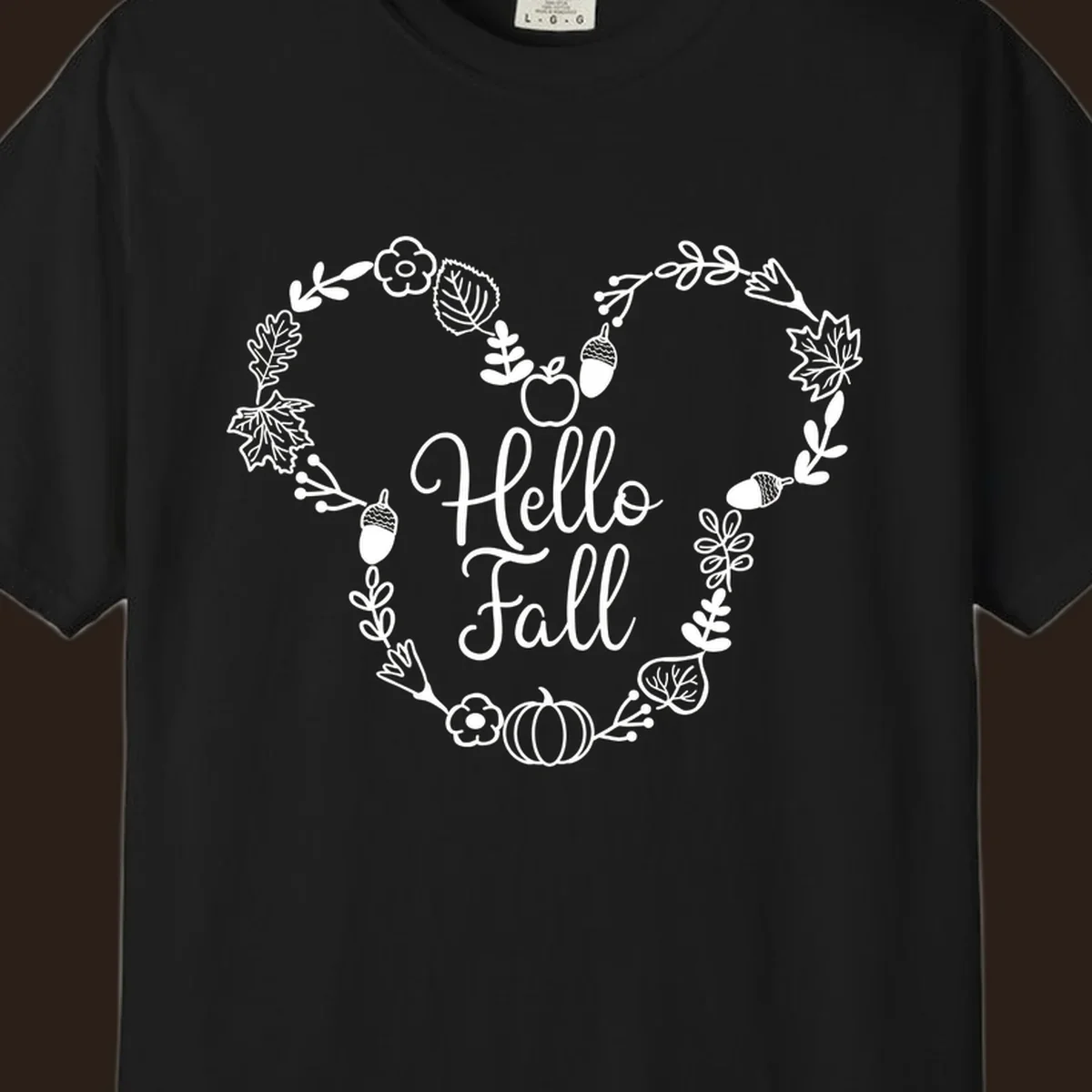 Hello fall heart wreath autumn leaves pumpkin illustration design
