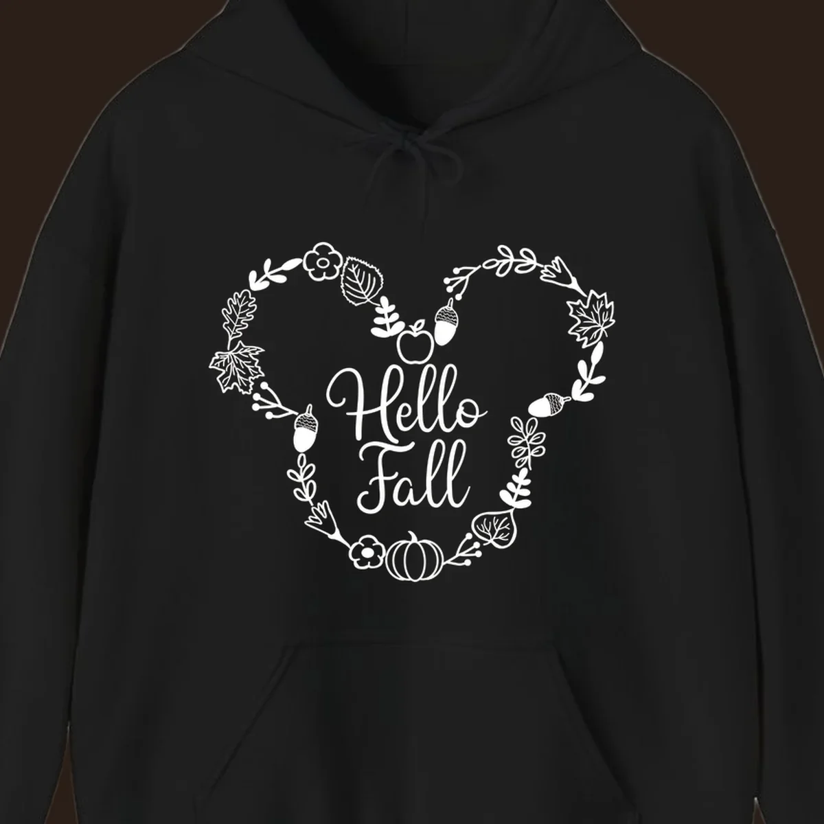 Hello fall heart wreath autumn leaves pumpkin illustration design