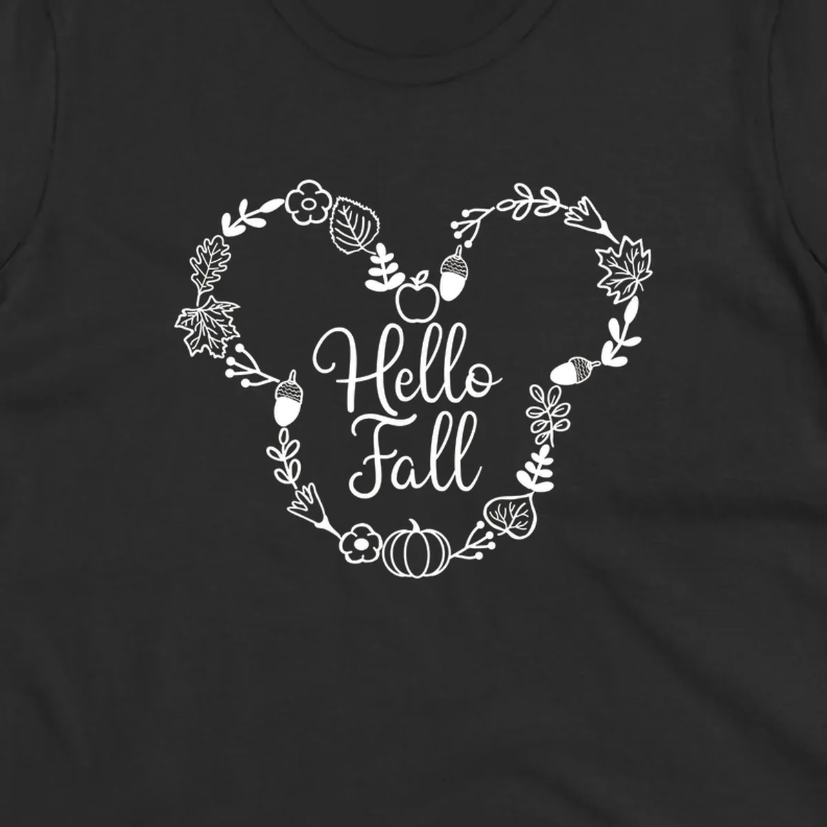 Hello fall heart wreath autumn leaves pumpkin illustration design