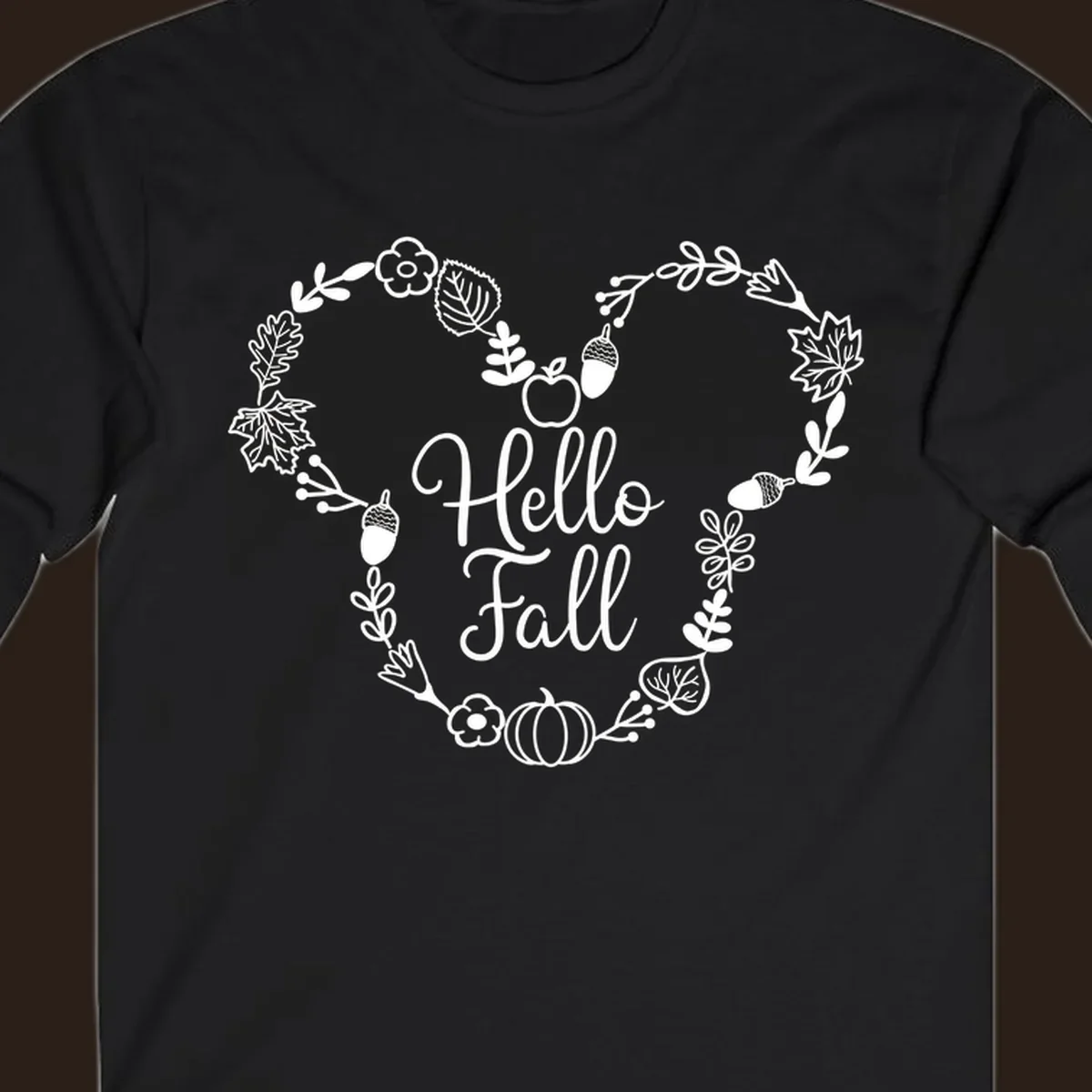 Hello fall heart wreath autumn leaves pumpkin illustration design