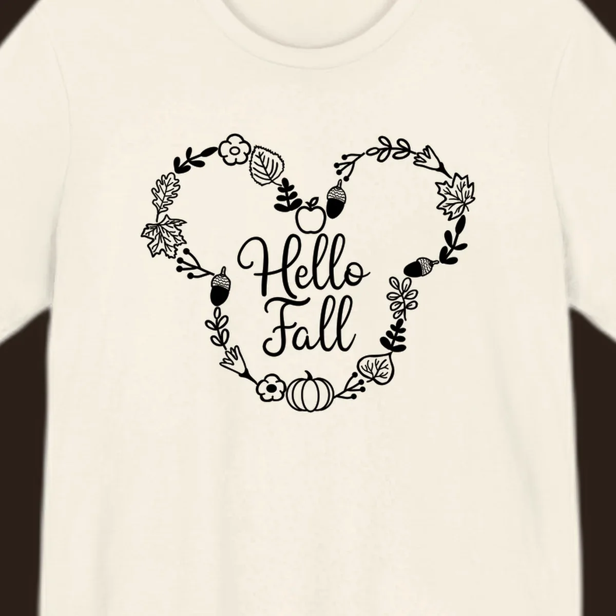 Hello fall heart wreath autumn leaves pumpkin illustration design