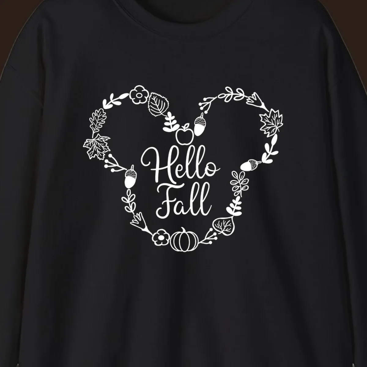 Hello fall heart wreath autumn leaves pumpkin illustration design