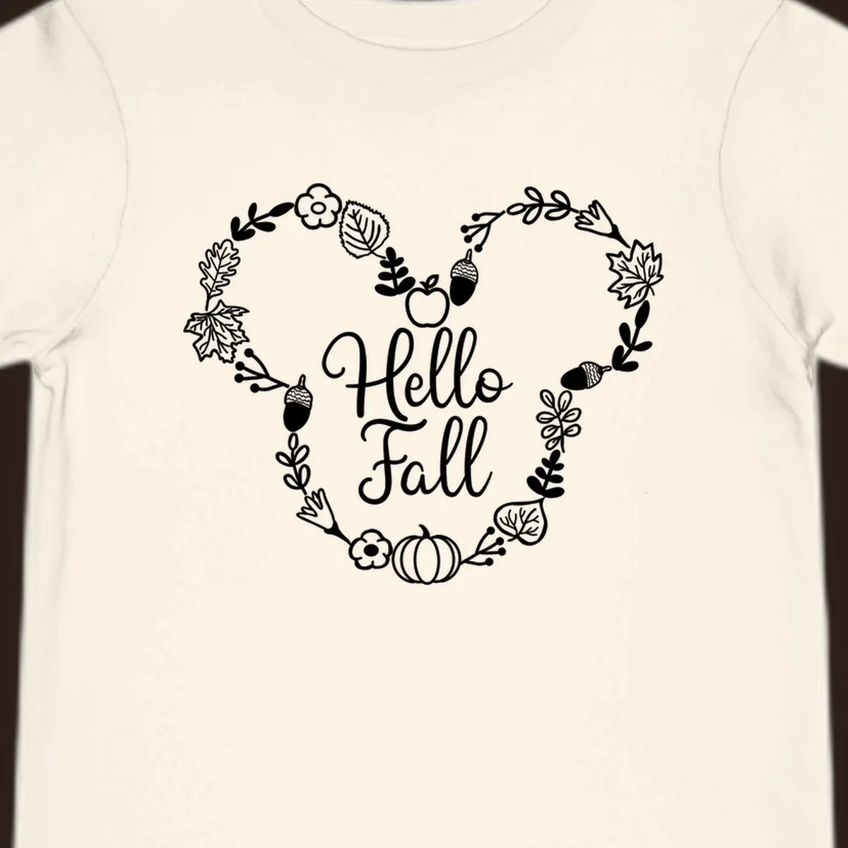 Hello fall heart wreath autumn leaves pumpkin illustration design