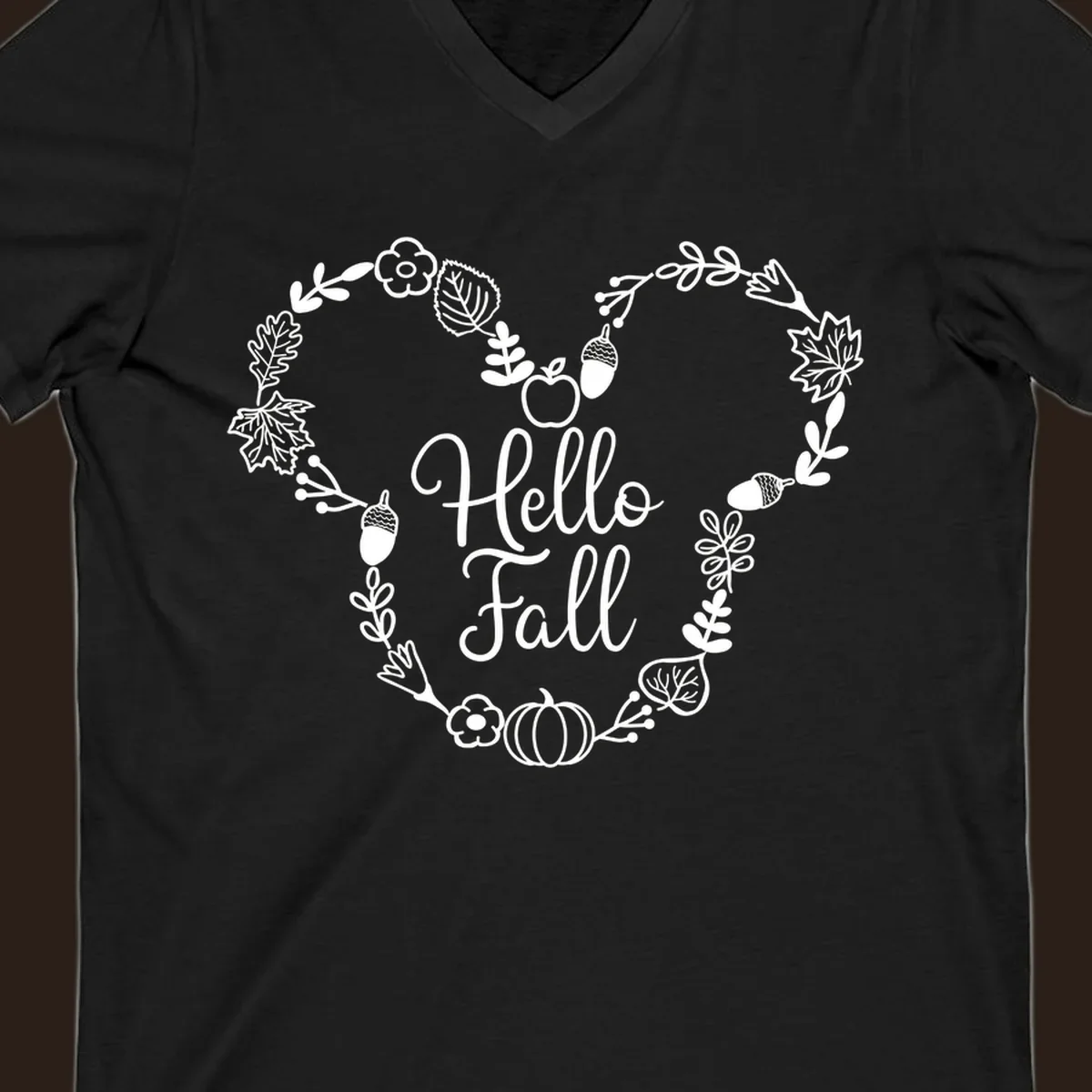 Hello fall heart wreath autumn leaves pumpkin illustration design