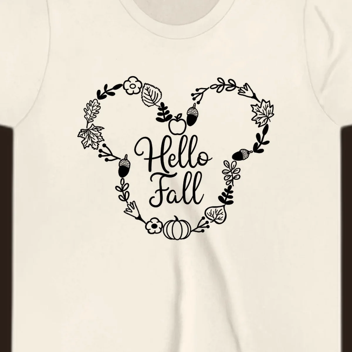 Hello fall heart wreath autumn leaves pumpkin illustration design