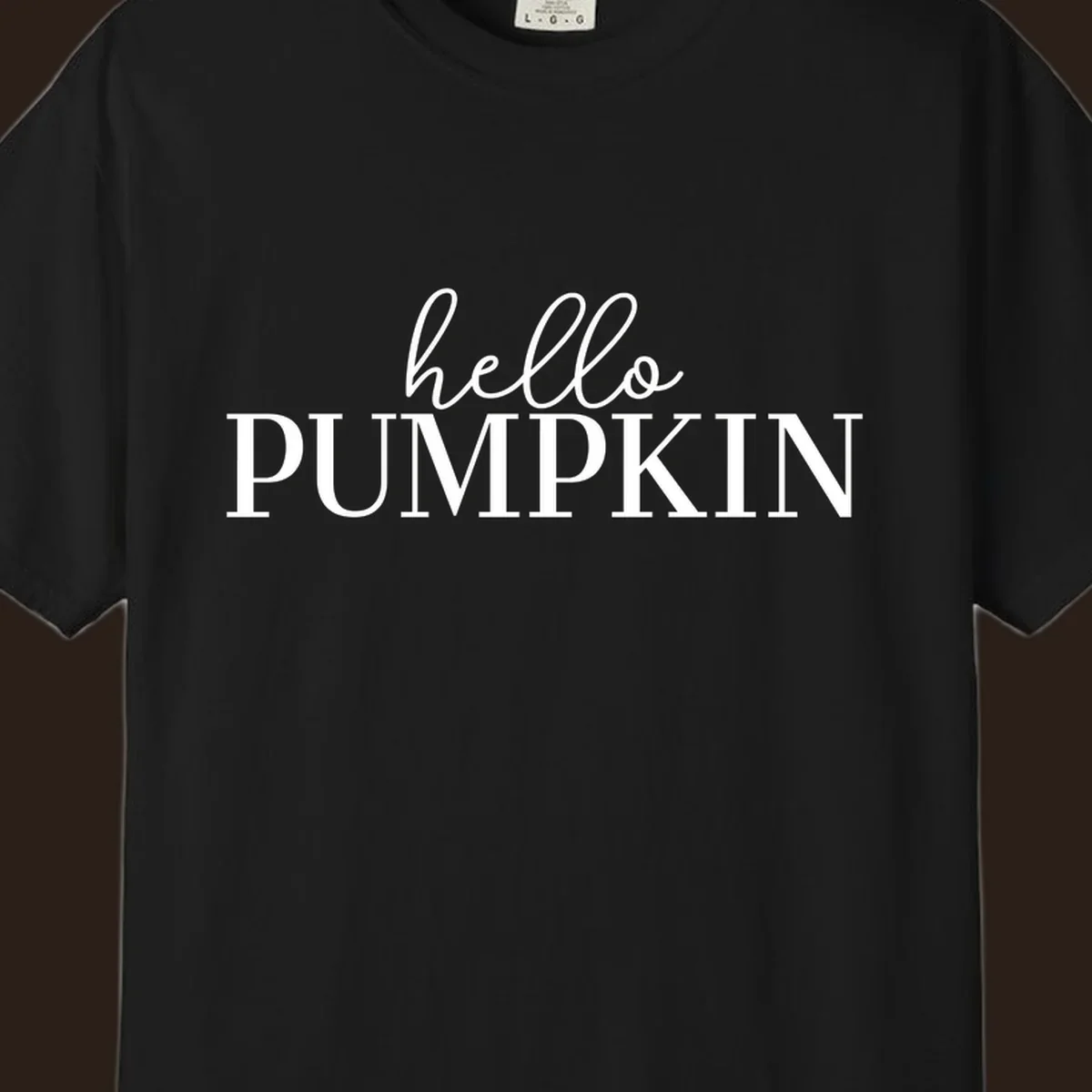 White text that says 'hello PUMPKIN' on a black background, perfect for Thanksgiving.