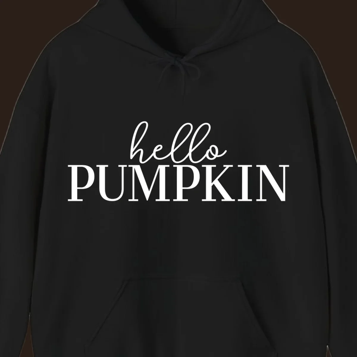 White text that says 'hello PUMPKIN' on a black background, perfect for Thanksgiving.
