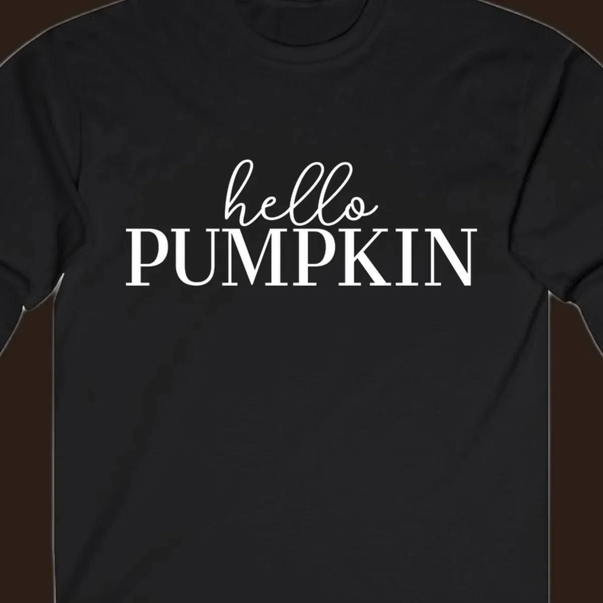 White text that says 'hello PUMPKIN' on a black background, perfect for Thanksgiving.