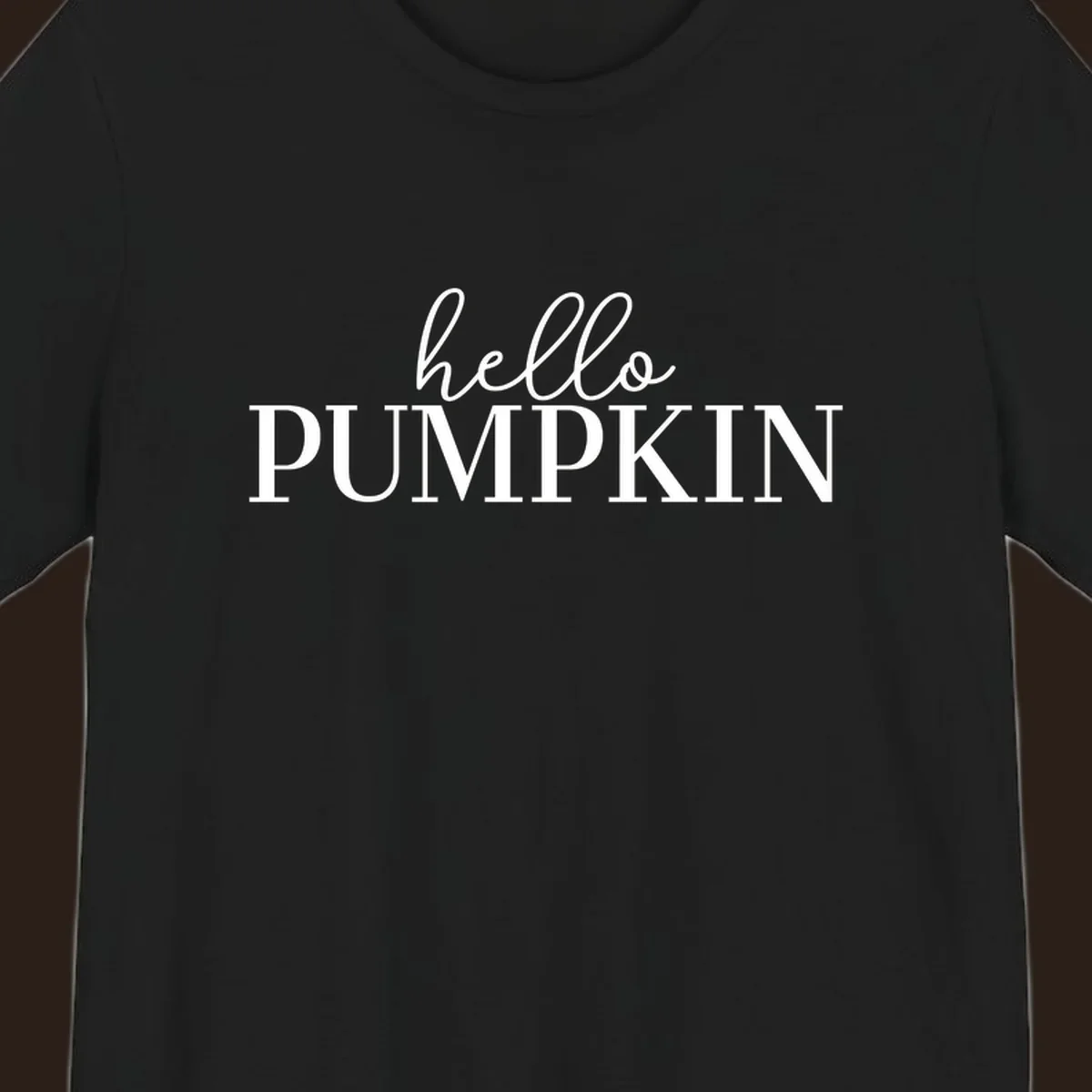 White text that says 'hello PUMPKIN' on a black background, perfect for Thanksgiving.