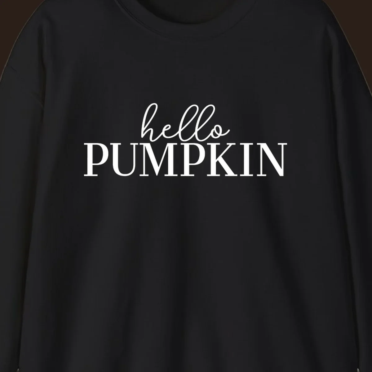 White text that says 'hello PUMPKIN' on a black background, perfect for Thanksgiving.
