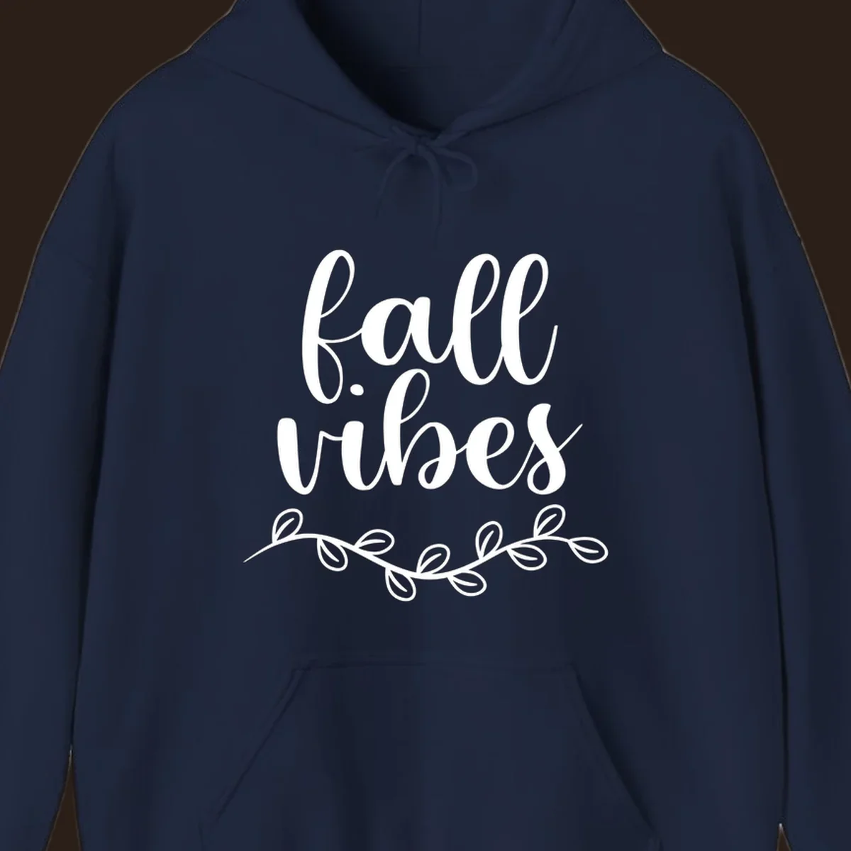 Fall vibes script typography with leaves design