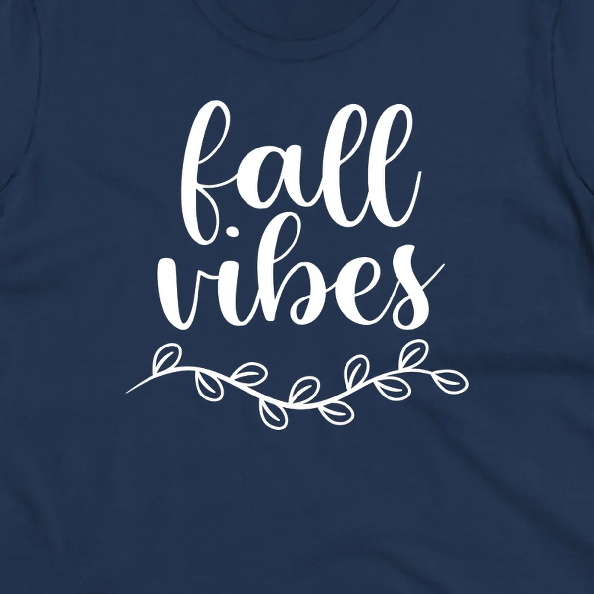 Fall vibes script typography with leaves design