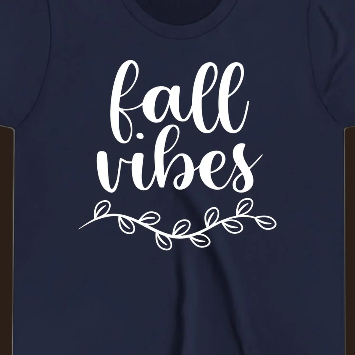 Fall vibes script typography with leaves design