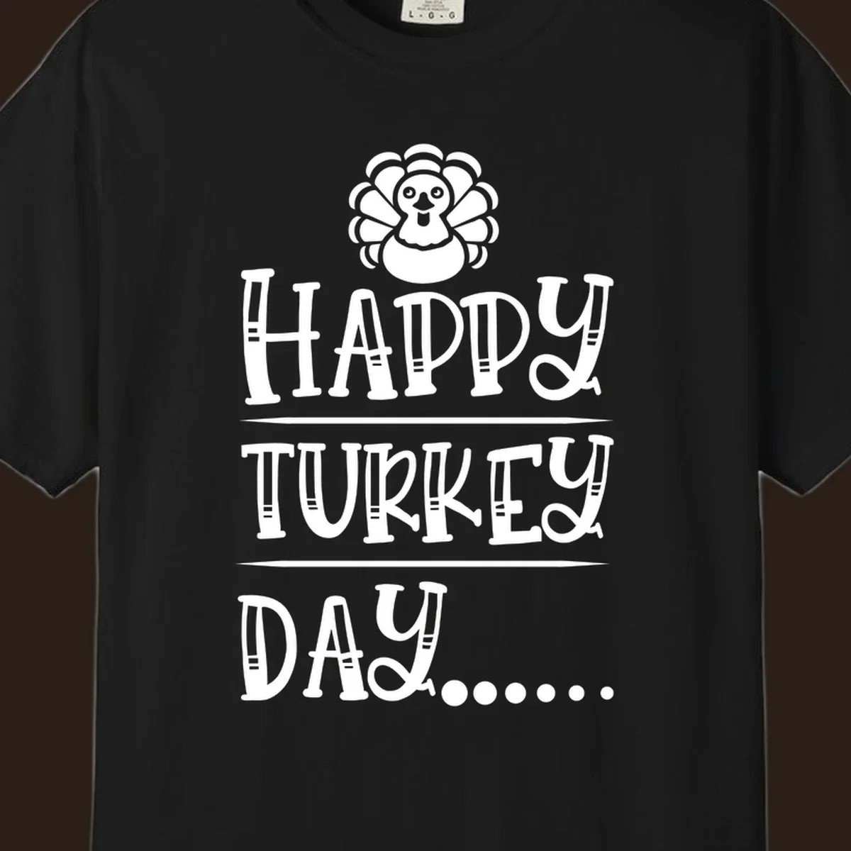 Happy Turkey Day cartoon turkey illustration and text.