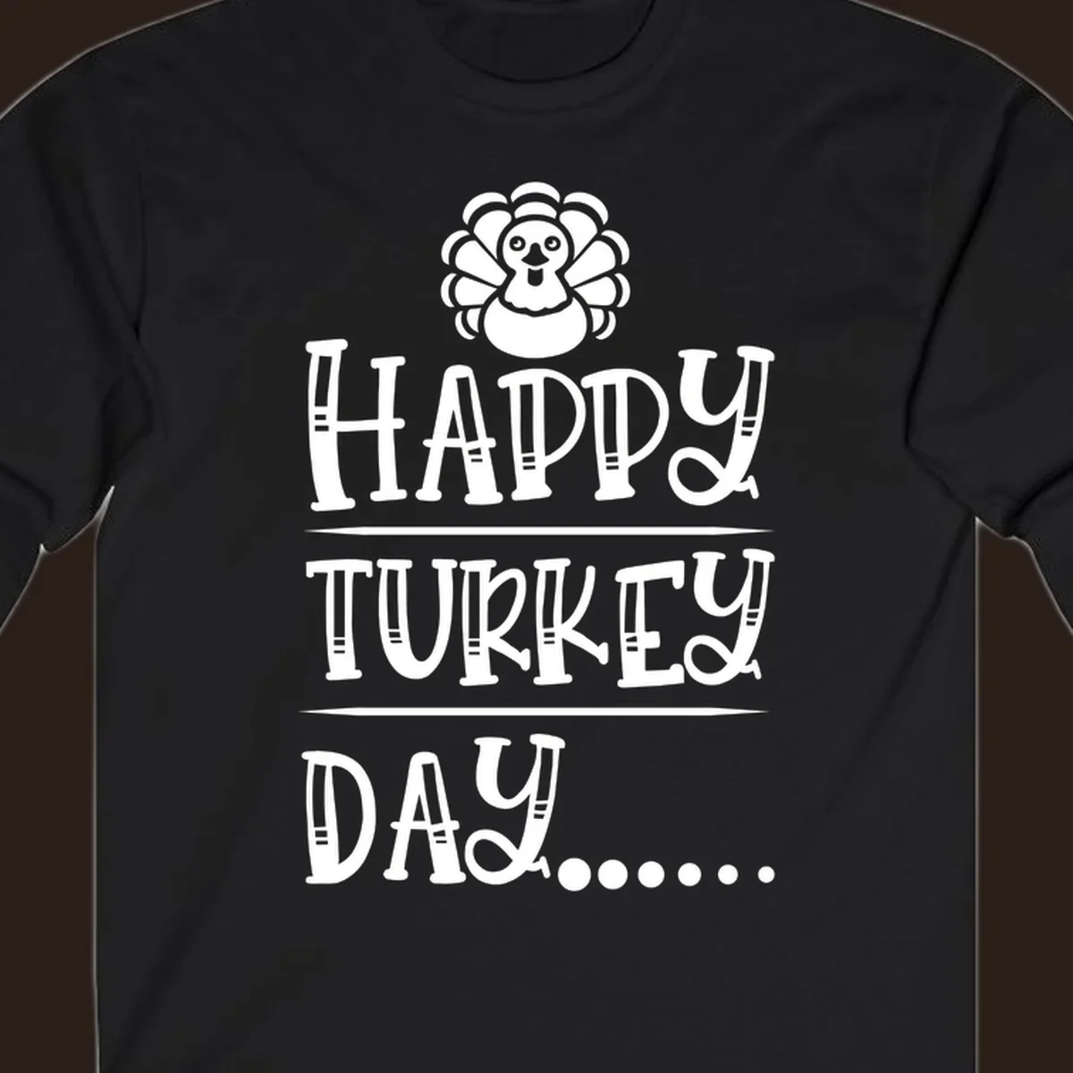 Happy Turkey Day cartoon turkey illustration and text.