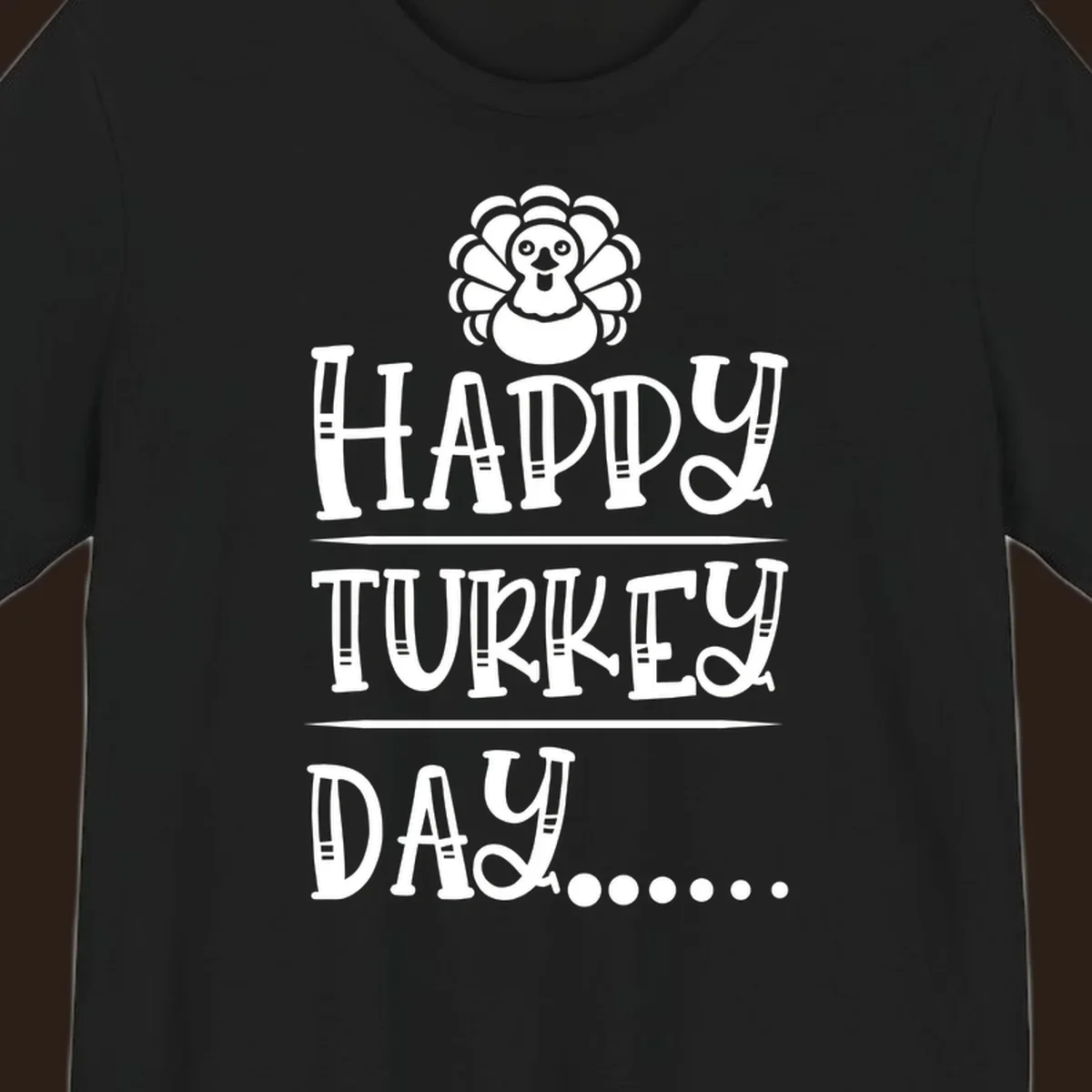 Happy Turkey Day cartoon turkey illustration and text.