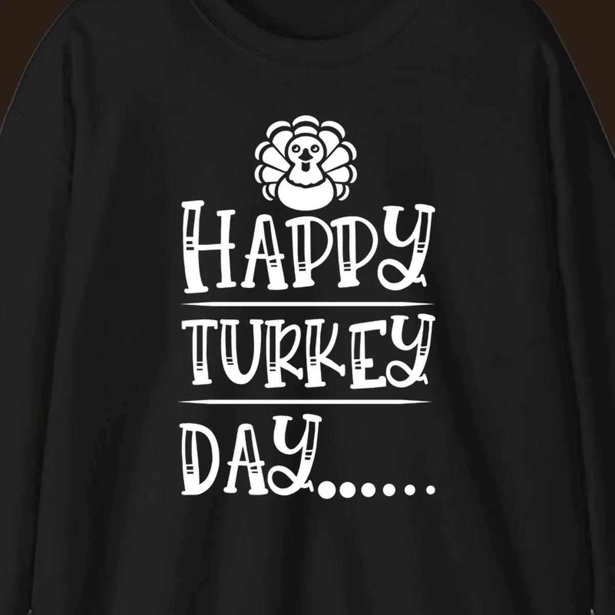 Happy Turkey Day cartoon turkey illustration and text.
