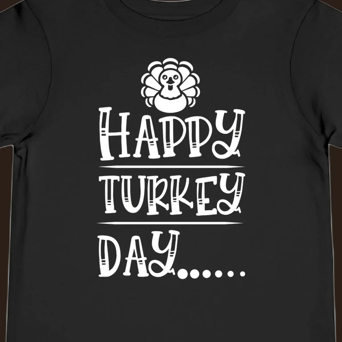Happy Turkey Day cartoon turkey illustration and text.