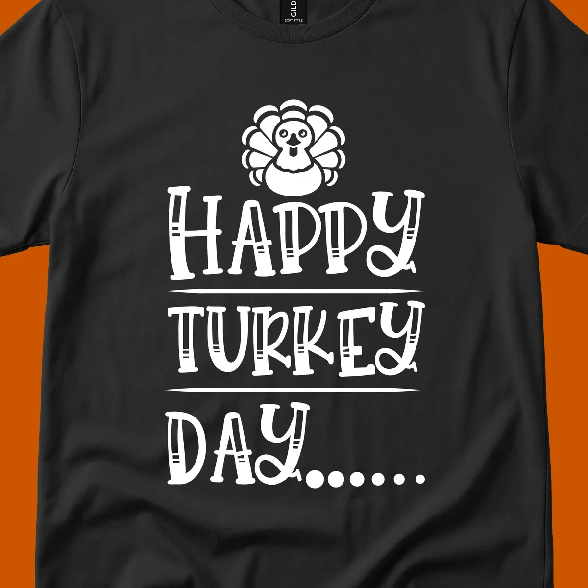 Happy Turkey Day cartoon turkey illustration and text.