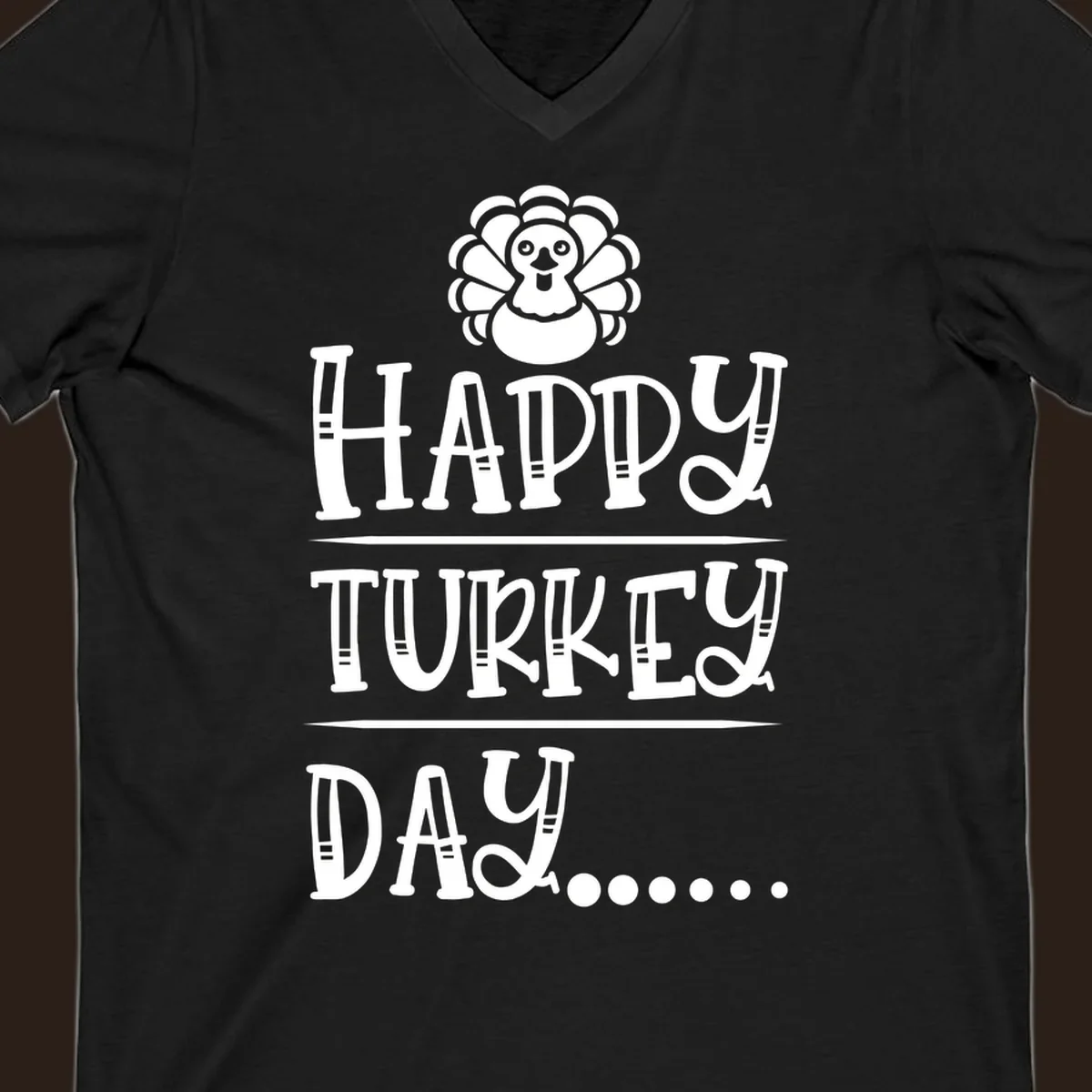 Happy Turkey Day cartoon turkey illustration and text.