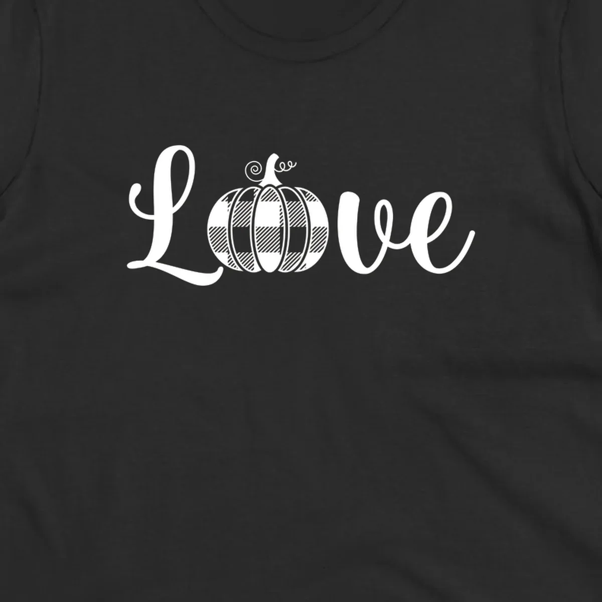 Love pumpkin buffalo plaid script text design.