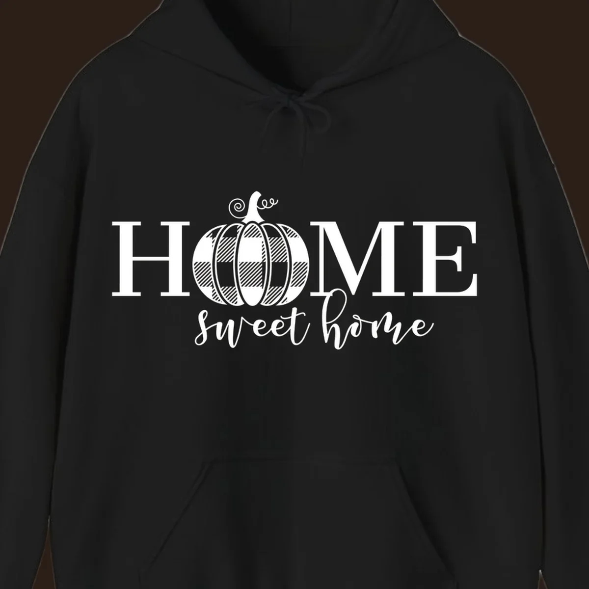 Home Sweet Home buffalo plaid pumpkin design