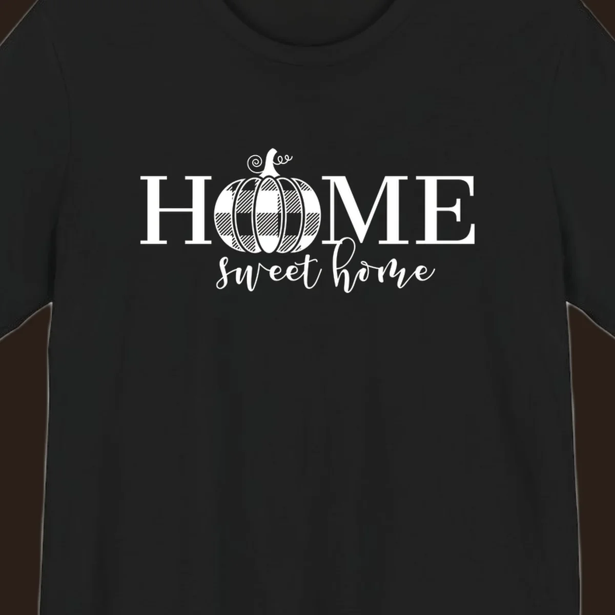 Home Sweet Home buffalo plaid pumpkin design