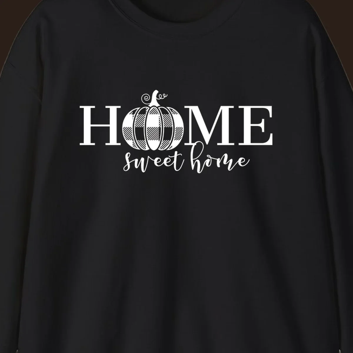 Home Sweet Home buffalo plaid pumpkin design