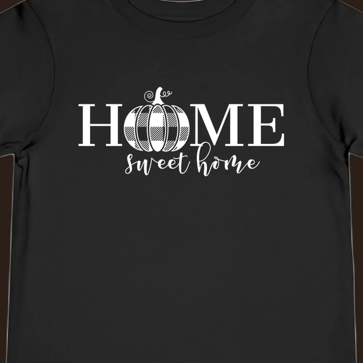 Home Sweet Home buffalo plaid pumpkin design