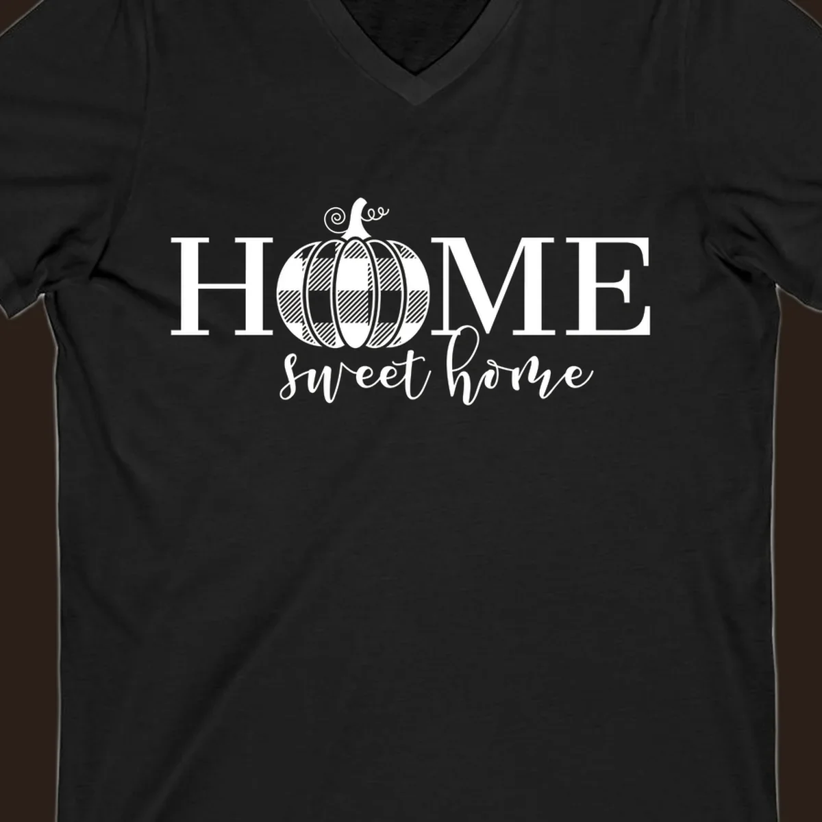 Home Sweet Home buffalo plaid pumpkin design