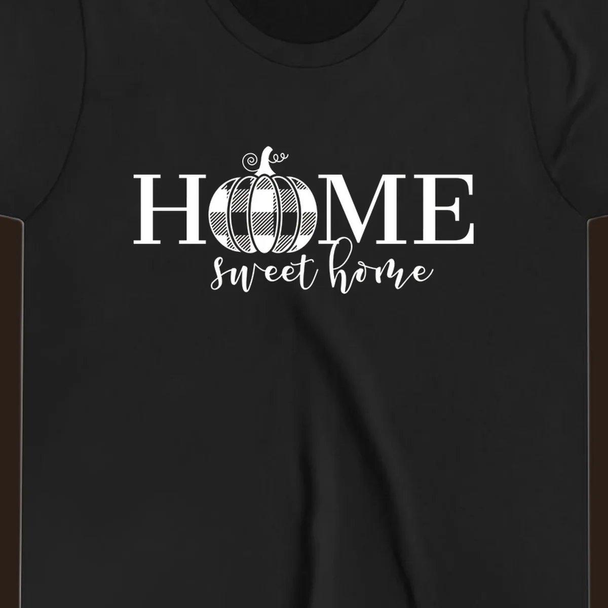 Home Sweet Home buffalo plaid pumpkin design