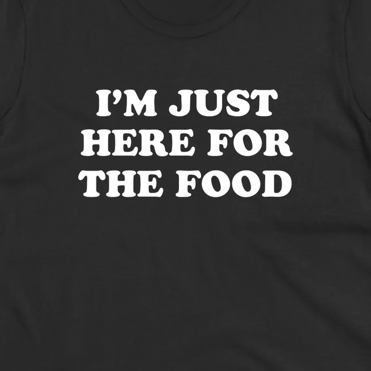 I'm Just Here For The Food thanksgiving text design in white on black