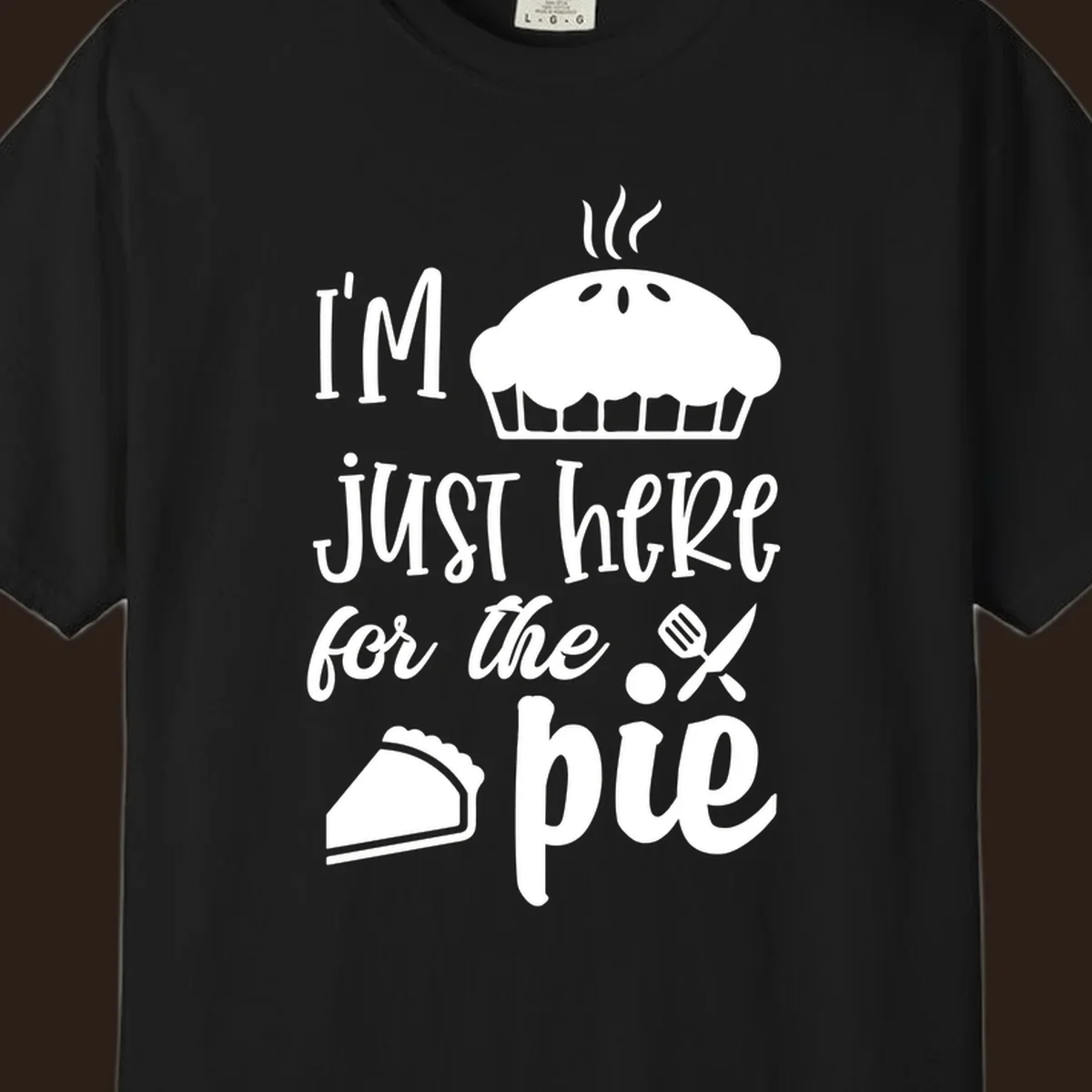 Just here for pie phrase with pie illustrations for Thanksgiving shirt