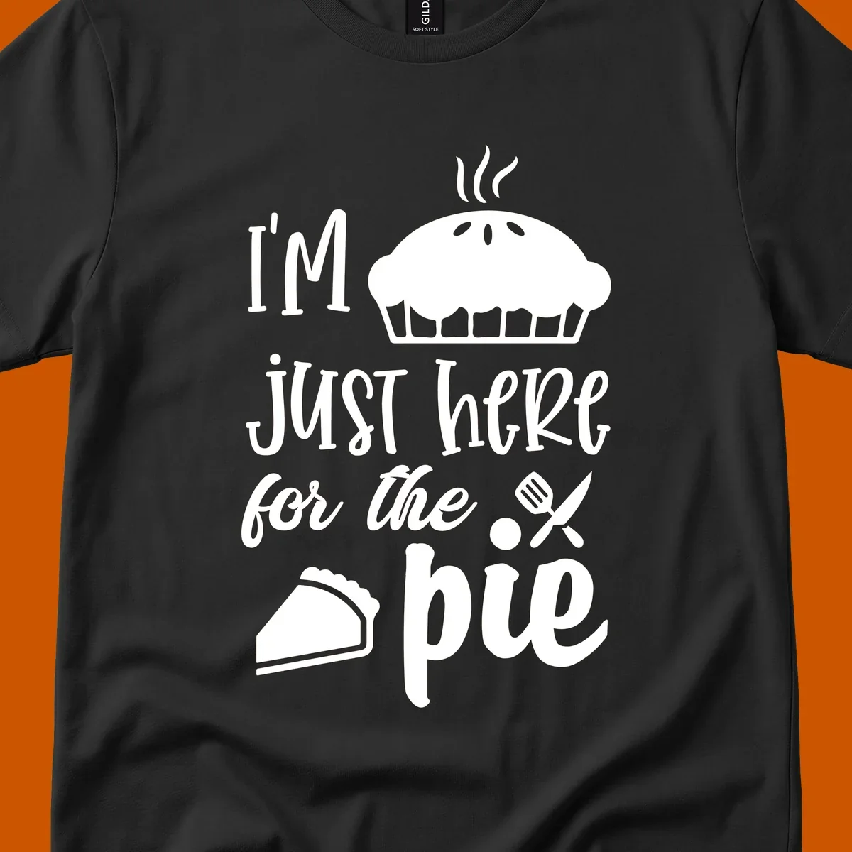 Just here for pie phrase with pie illustrations for Thanksgiving shirt