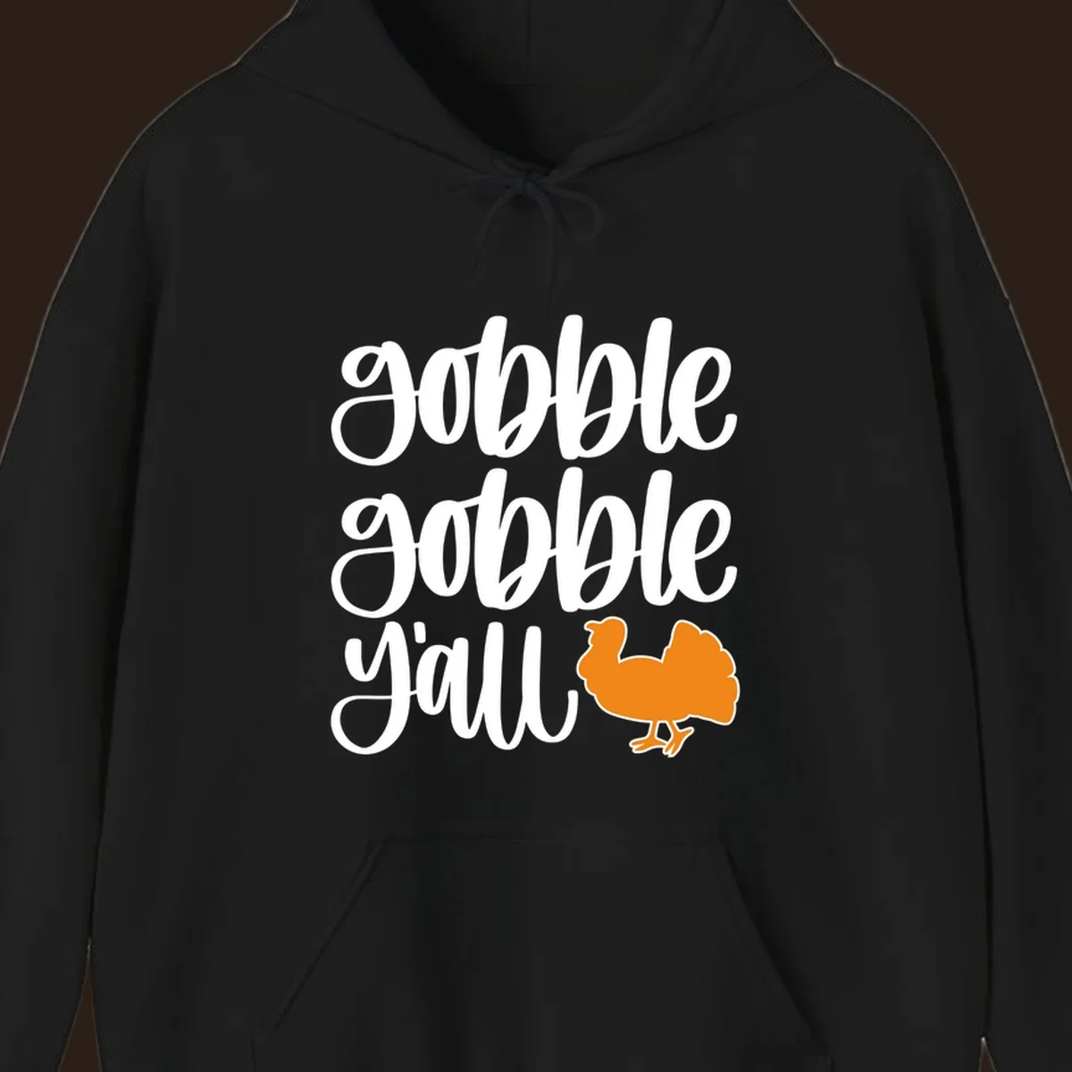 Gobble gobble y'all text with a turkey illustration, gobble-gobble-turkey Thanksgiving design.
