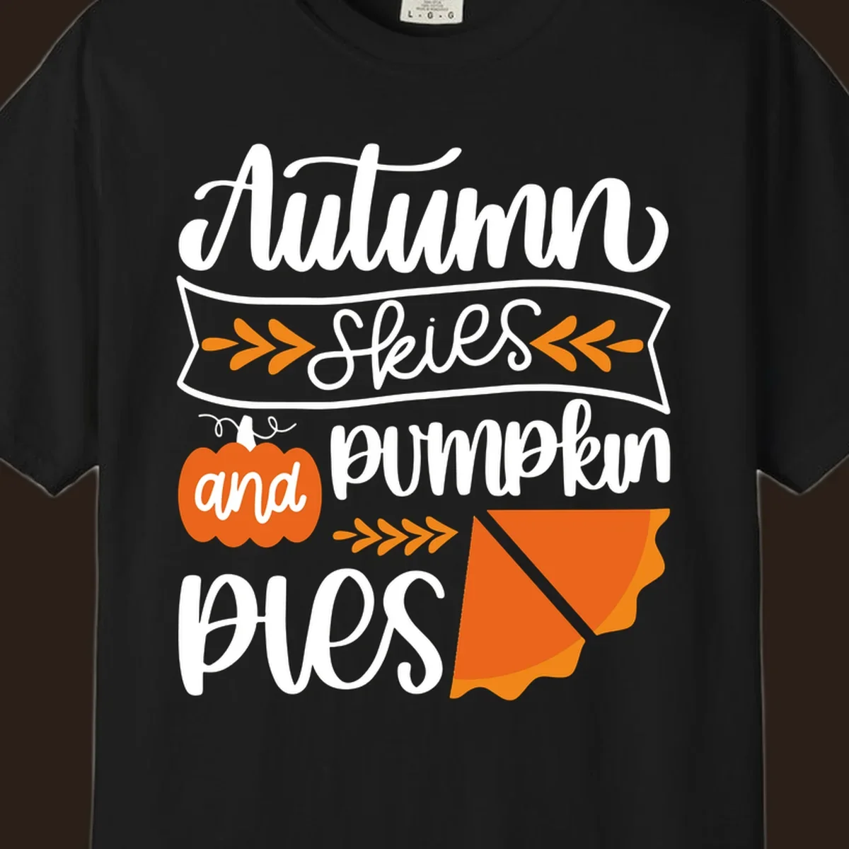 Autumn skies and pumpkin pies text and illustrations for fall season