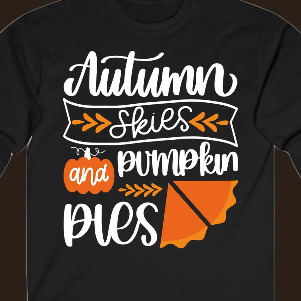 Autumn skies and pumpkin pies text and illustrations for fall season