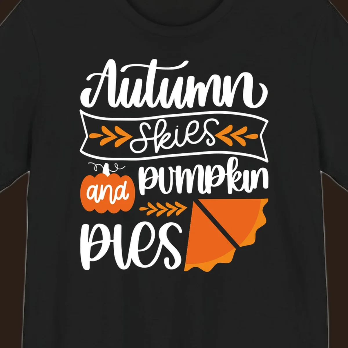 Autumn skies and pumpkin pies text and illustrations for fall season