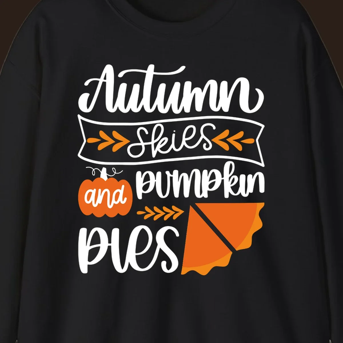 Autumn skies and pumpkin pies text and illustrations for fall season