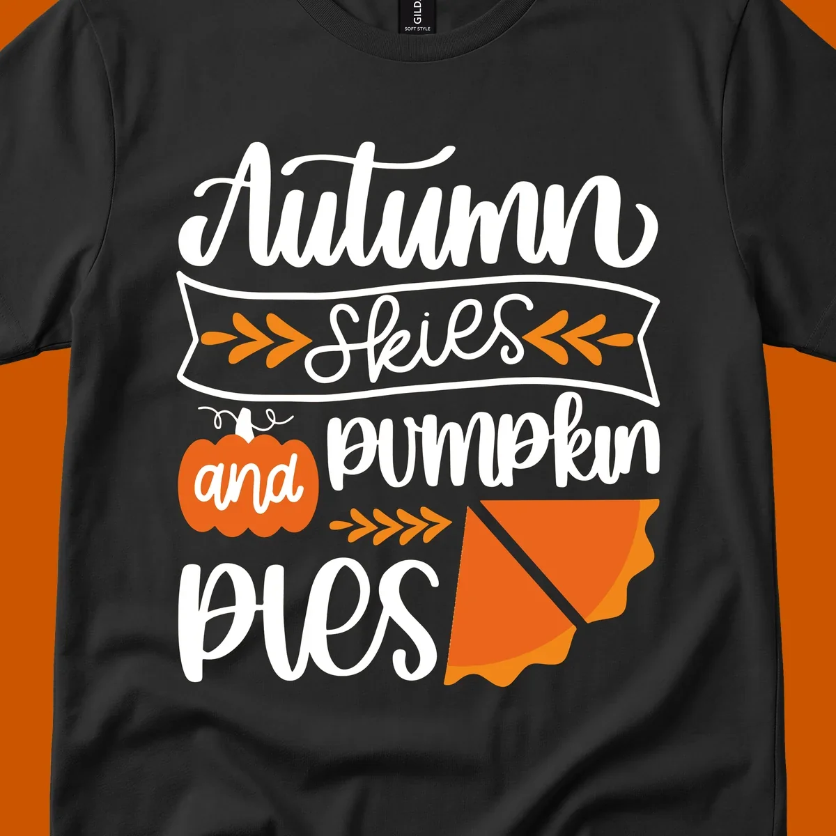 Autumn skies and pumpkin pies text and illustrations for fall season