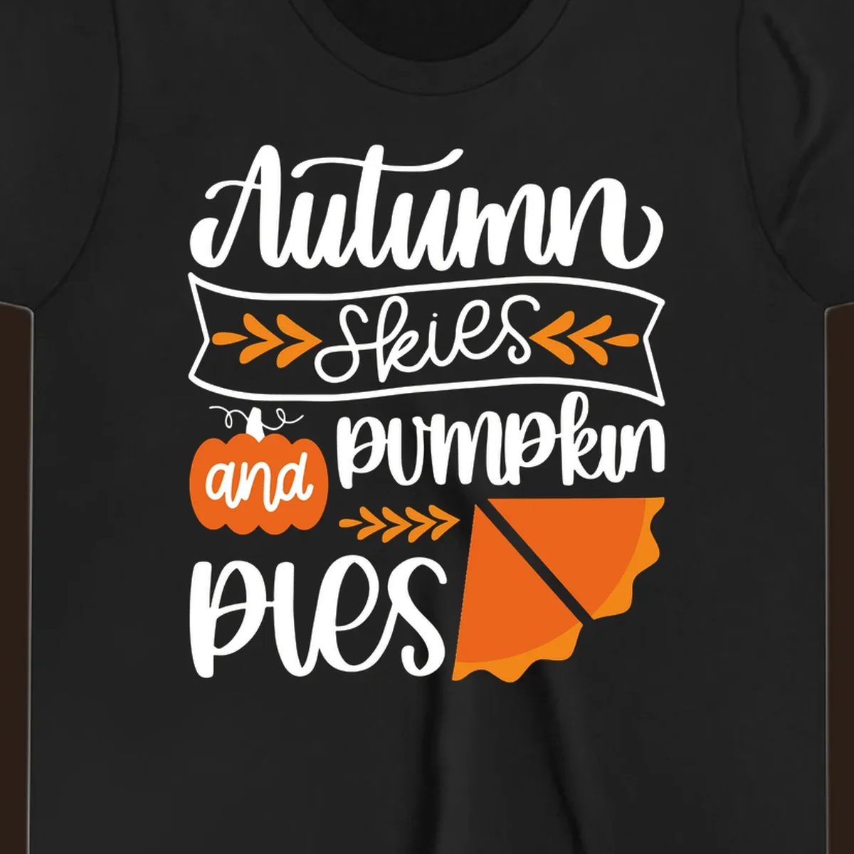 Autumn skies and pumpkin pies text and illustrations for fall season