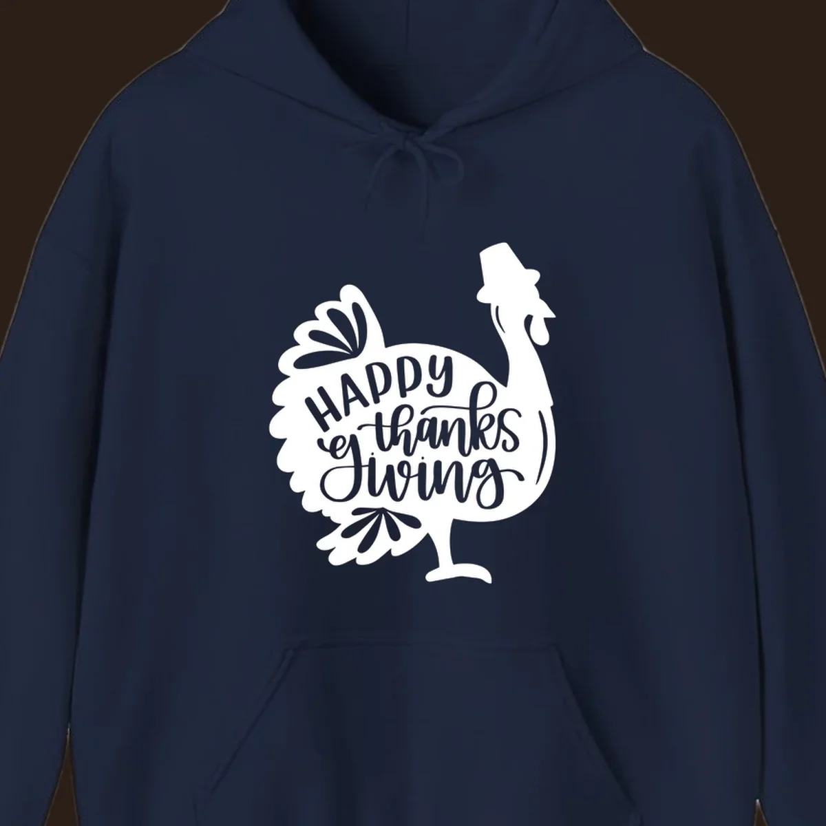 Happy Thanksgiving turkey illustration with typography for family dinner shirt.
